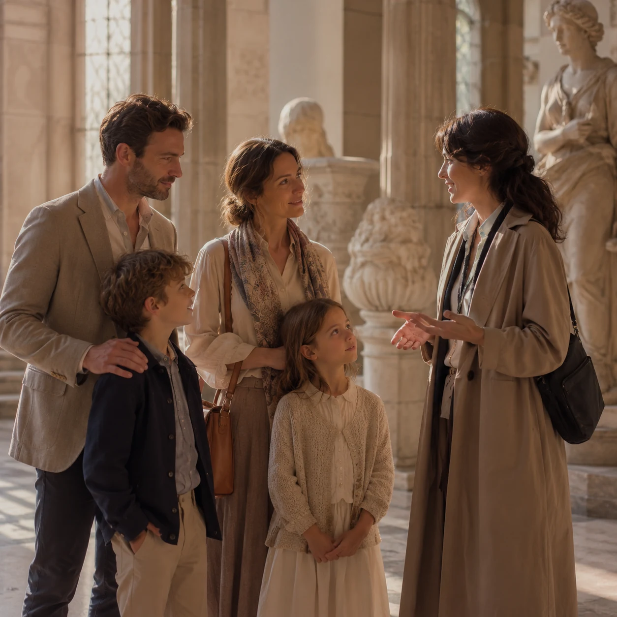 Famille en voyage culturel privé avec guide francophone